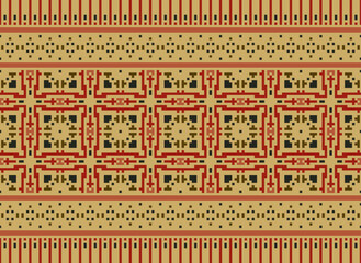 Pixel ethnic pattern oriental traditional. design fabric pattern textile African Indonesian Indian seamless Aztec style abstract vector illustration for print clothing, texture, fabric, wallpaper, 