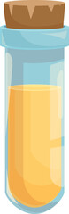 Poster - Cartoon illustration featuring a glass test tube containing a vibrant yellow liquid and sealed with a cork stopper