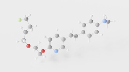 Wall Mural - florbetapir (18f) molecule 3d, molecular structure, ball and stick model, structural chemical formula radiopharmaceutical compound