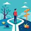 © Vector - Choosing the Right Path: Navigating Life's Decisions with Determination