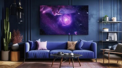 Wall Mural - cosmic canvas nebula and galaxy in purple hues space art