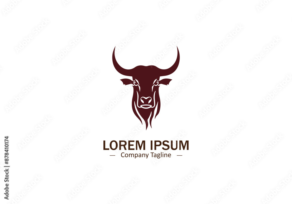 Minimal and abstract bull logo icon buffalo vector silhouette isolated ...