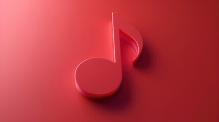 A vibrant red musical note on a red background