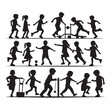 © MSTMIM - Little kids running silhouettes vector illustration