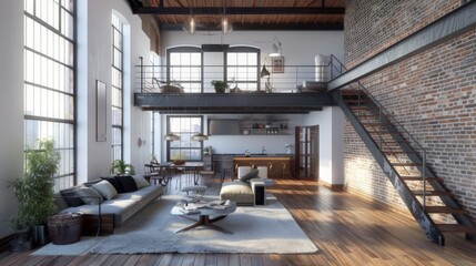 Poster - beauty of industrial lofts, where raw materials meet contemporary design.