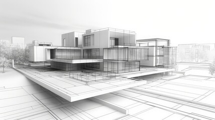 Poster - evolution of digital blueprints in modern architecture.