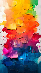 Poster - Vivid Abstract Art Banner with Multicolored Textured Paint Strokes in Rainbow Gradient for Stylish Design and Creative Projects