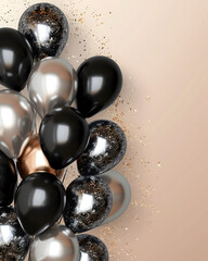 Wall Mural - Festive black and gold balloons background