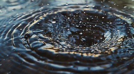 Poster - Close-up of ripples and water splashes creating a mesmerizing vortex, demonstrating the natural beauty and dynamics of water movement.