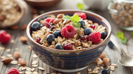 Wall Mural - muesli with berries and nuts