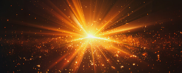 Wall Mural - bright orange light streaks through dark space