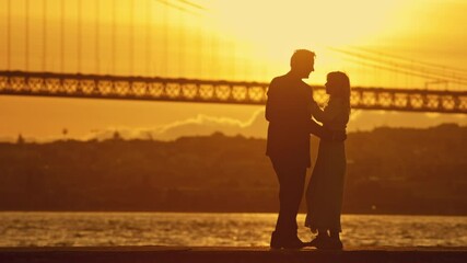 Wall Mural - Couple Dancing At Sunset