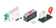 © Trostinka_25 - isometric vector set of calendar and electronic clock next to smartphone, in color on white background, work day planning or time organization