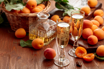 Wall Mural - Apricot liquor with fresh fruits.