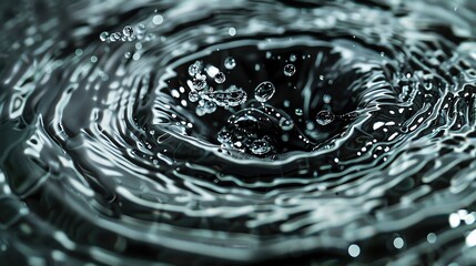 Poster - Close-up of water droplets splashing in a whirlpool, creating mesmerizing ripples and intricate patterns. Perfect for backgrounds and art projects.