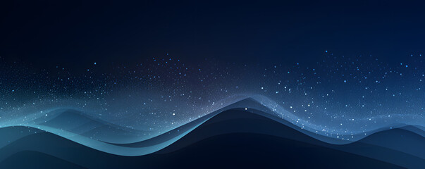 Poster - Abstract Blue Technology Background with Waves and dots.
