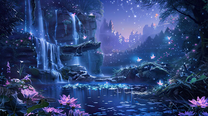 Wall Mural - Illustration of fantasy forest.