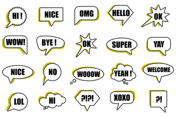Poster - Cartoon comic speech bubble collection. Set of comic speech bubble with halftone. Cartoon cloud collection. Abstract comic speech bubble template