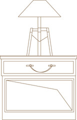 Wall Mural - Vector silhouette illustration sketch of detailed interior design of bedside table furniture in the room