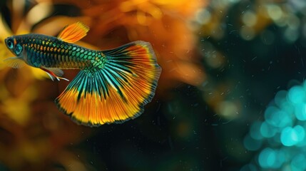 Close-up of a guppy's tail