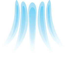 Poster - Abstract blue shapes flowing upwards, creating a wave pattern on a white background