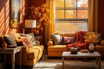 a living room filled with furniture and a window