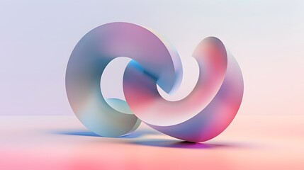 Abstract graphic design, two shopes overlapping in the shape, soft edges, simple, modern, playful, pastel colours