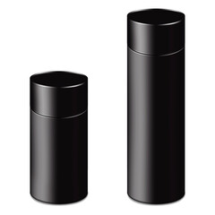 Wall Mural - black tall tube shaped gift box with round lid isolated on white background. realistic 3d vector moc