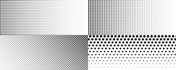 Aufkleber - Black white square halftone set. Black white comic design cover pack for banner, poster, overlay, sticker. Pop art dotted squared bundle. Vector