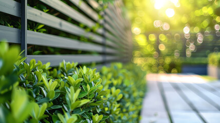 Wall Mural - Close-up of garden foliage with blurred background.