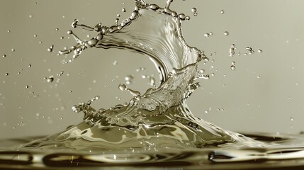 Poster - Close-up shot of a water splash, capturing the dynamic motion and intricate details of liquid in mid-air against a neutral background.