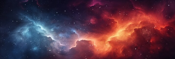 Canvas Print - Cosmic Nebula with Red and Blue Hues