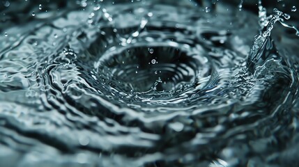 Poster - Close-up of water splash creating circular waves, highlighting the dynamic motion and texture of rippling water.