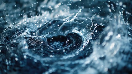 Poster - Close-up shot of water splash with intense turbulence and motion, showcasing the dynamic fluidity and vivid texture of the liquid surface.