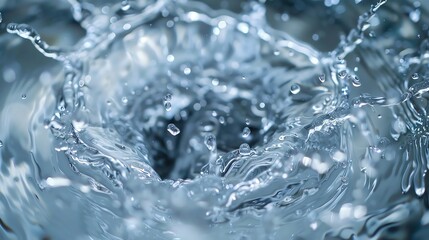 Poster - Close-up shot of water splashing, capturing dynamic movement and clarity. Perfect for themes of nature, purity, and refreshment.