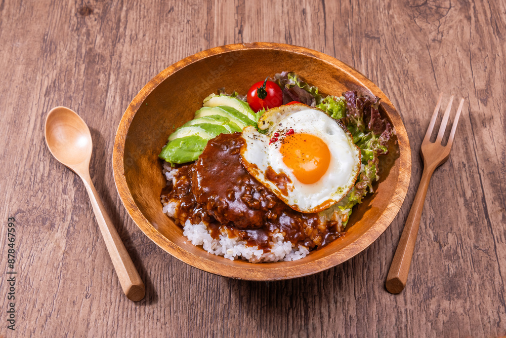 ロコモコ ハワイ料理 Loco Moco, a famous Hawaiian dish の Stock