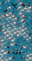 Poster - Abstract Geometric Pattern with Blue Cubes and Red Highlights