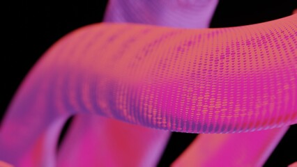 Poster - Abstract 3D Structure with Pink and Purple Mesh and Neon Bokeh Background