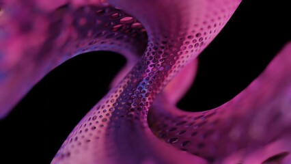 Poster - Abstract 3D Structure with Pink and Purple Mesh and Neon Bokeh Background