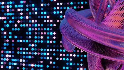 Poster - Abstract 3D Structure with Pink and Purple Mesh and Neon Bokeh Background