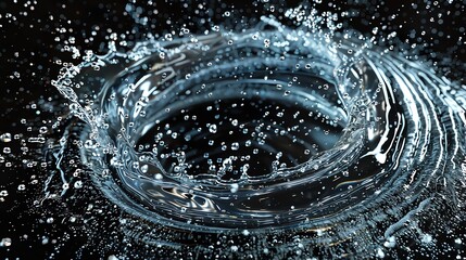 Poster - Dynamic splash of water captured mid-air against a dark background. Perfect for abstract, nature, and motion themes.