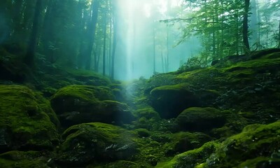 Poster - waterfall in the forest