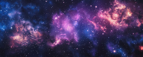 Wall Mural - a starry night sky with vibrant pink and blue nebulae