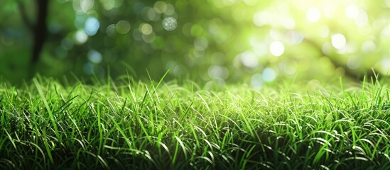 Poster - Background of fresh spring grass with ample copy space image.
