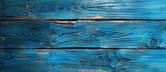 Fototapete - Blue wooden texture background panel with copy space image.