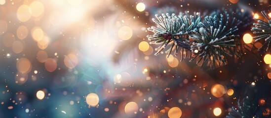 Poster - Blurred Christmas bokeh background with abstract design and copy space image.
