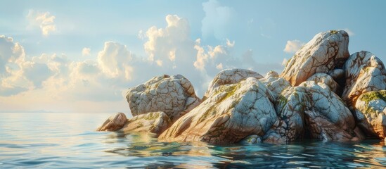 Poster - Beautiful fine art prints featuring stunning sea rocks against a mesmerizing background with a high-quality copy space image.