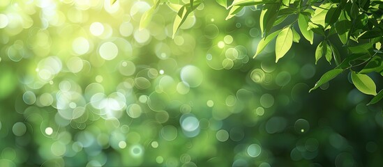 Poster - Blurry background featuring fresh green nature elements, ideal for a copy space image.