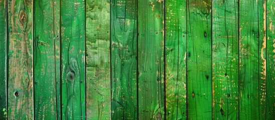 Poster - Bright green wood texture and grain background with copy space image.