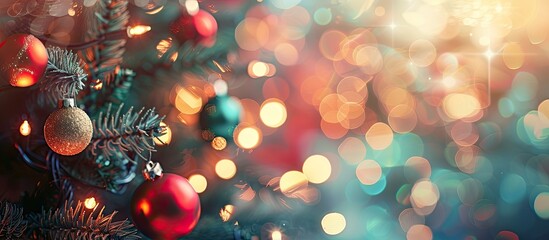 Poster - Blurred Christmas bokeh background with abstract design and copy space image.